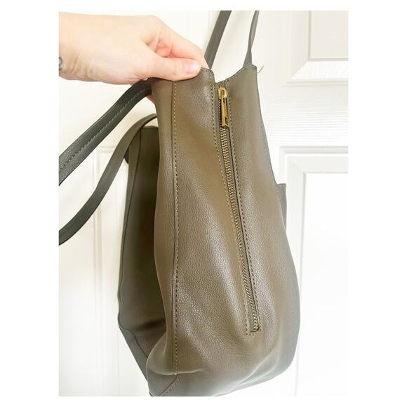 Anthropologie Vegan Leather Viola  Convertible Tote Purse and Pouch Olive Green - Picture 5 of 8